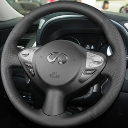DIY Hand Stitch Black Microfiber Leather Car Steering Wheel Cover For Infiniti FX FX35 FX37 FX50 Nissan Juke Maxima 2009-2014