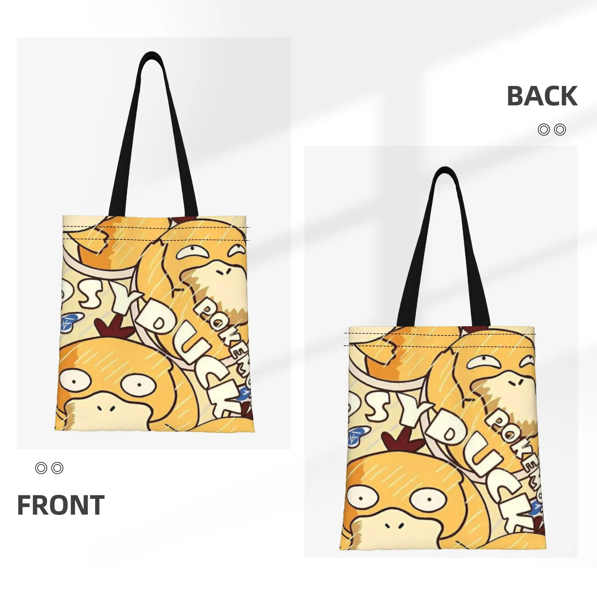 Back to school season Psyduck Style Duck Psyduck Canvas Tote Bag Perfect for Travel Women's Top-Handle Bags view 2
