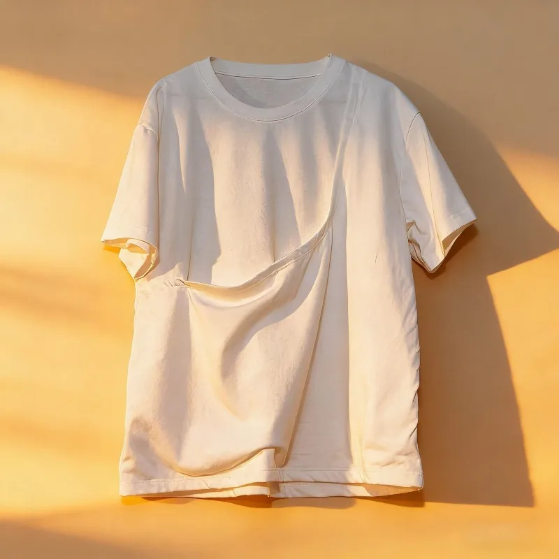 Spring New Arrival Short Sleeve T-Shirt with Large Pocket Casual Daily Tops Portable Pocket for Phone Key Snacks Storage