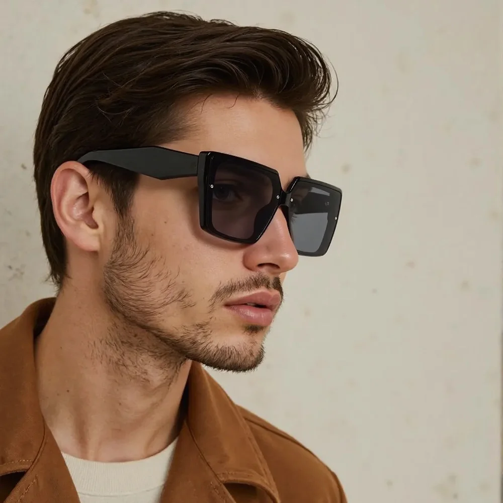 Vintage-Sonnenbrille mit hohem Quadrat für Herren, Glas-PC-Material, minimalistisches Design für Frühling und Sommer 2025, vielseitig einsetzbar für den urbanen Pendelverkehr