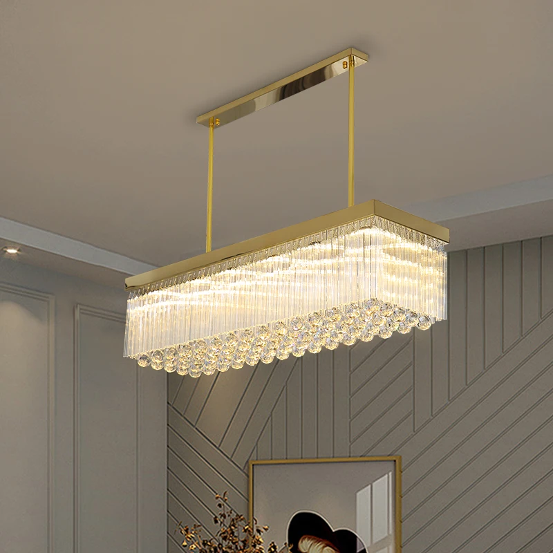 Long Bar K9 Crystal Dining Room Pendant Light Living Room Corridor Hotel Luxurious And Atmospheric Crystal Ceiling Pendant Light