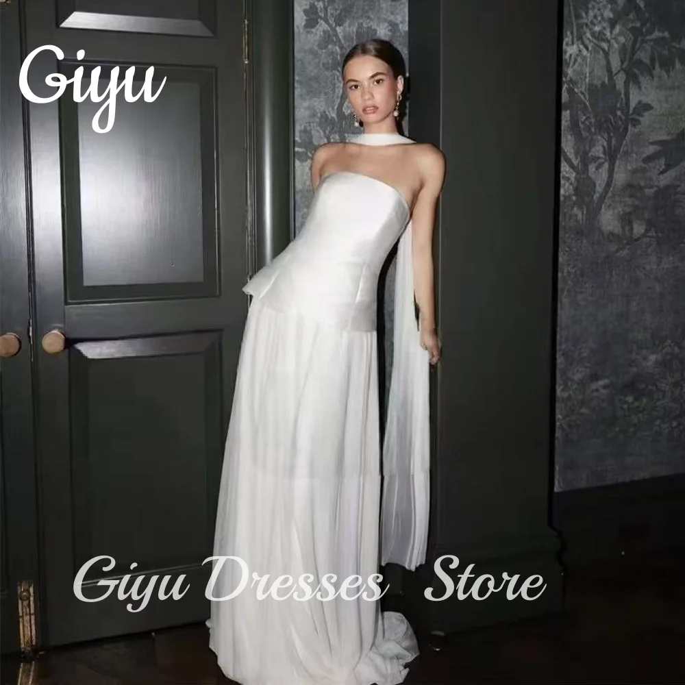 

Giyu Elegant A Line Wedding Dresses Sleeveless Strapless Floor-Length Plus Size Simple Bridal Gowns Vestidos de noiva Customized
