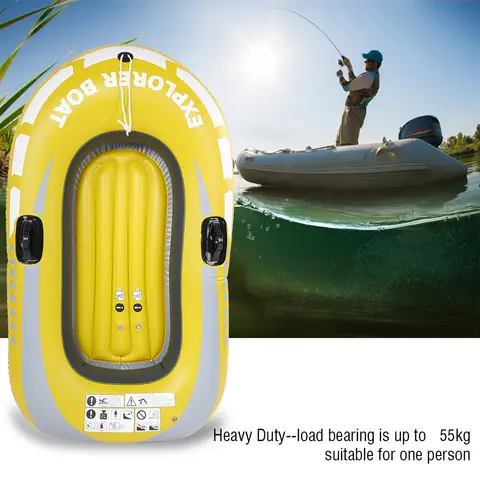 Inflatable Canoe PVC Inflatable Kayak Canoe 1 Person Rowing Air Boat Fishing Drifting Diving Inflatable Boat Inflatable Kayak