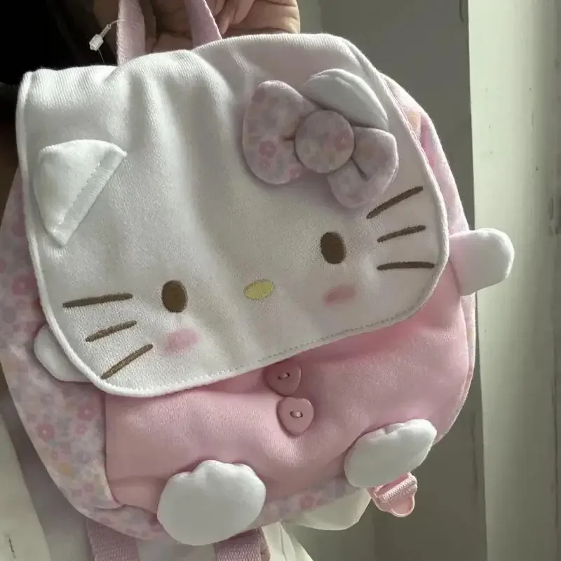حقيبة ظهر كاواي هالو كيتي للأطفال حقيبة ظهر صغيرة على شكل قلب فتاة لطيفة وناعمة حقيبة مدرسية صغيرة محمولة للطالبات