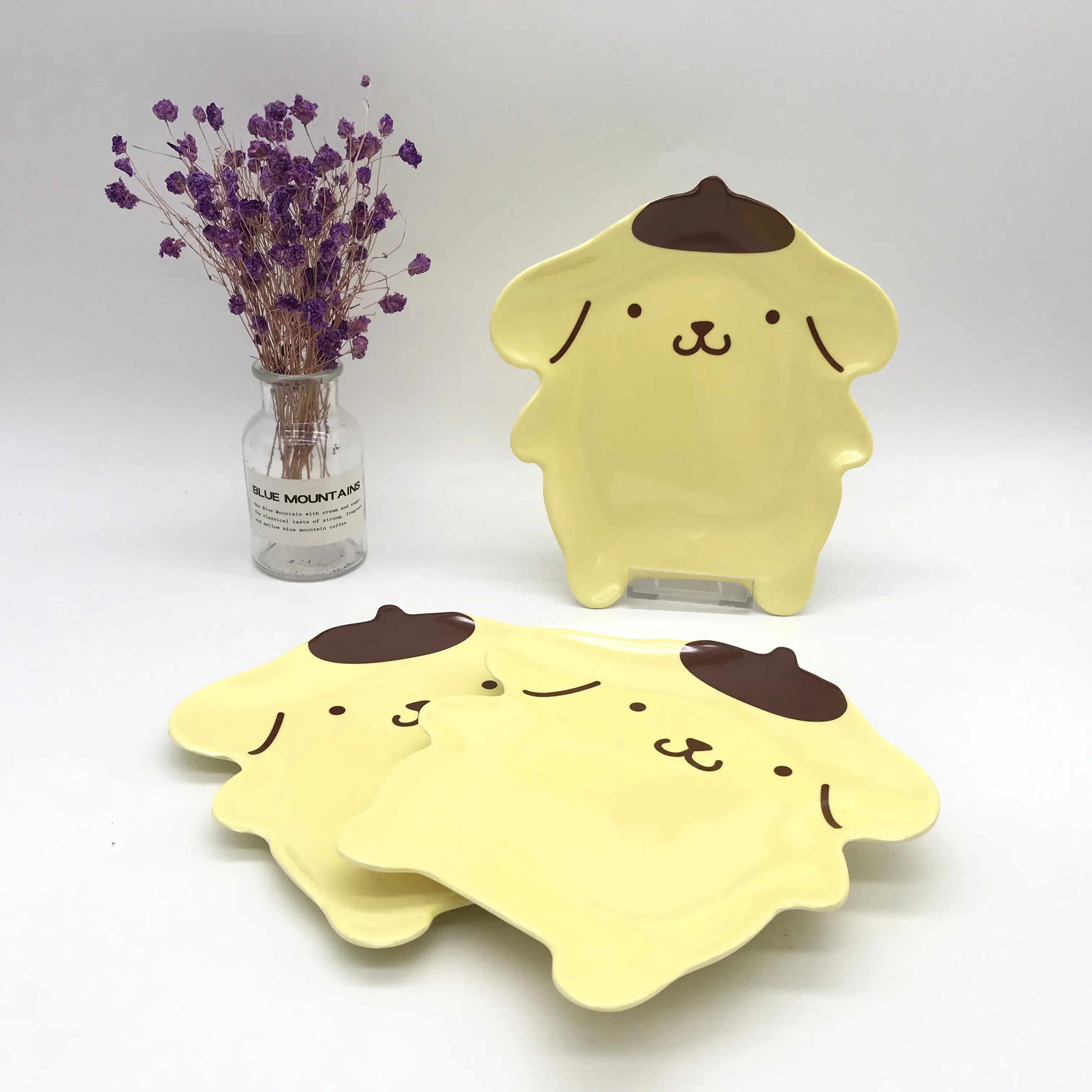 Kawaii Sanrio Tableware Cinnamoroll PomPomPurin Anime Cartoon Cute Beauty Dinner Plate Snack Plate Melamine Anti-fall Product