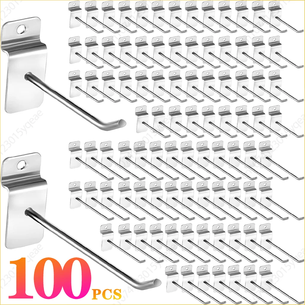 1-100PCS Slat Wall Hooks Heavy Duty Utility Hooks Grid Metal Slat Shelves Sorting Garage Storage Organizers Clothes Rack Display