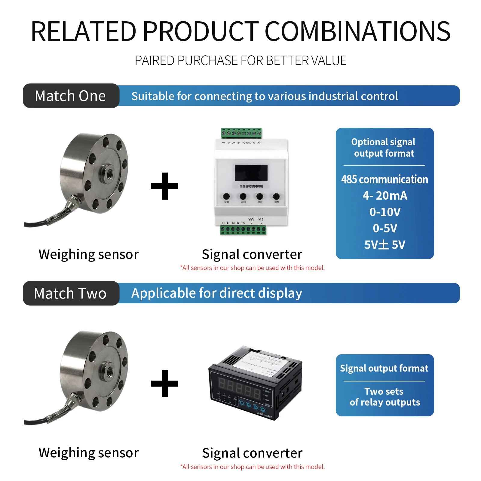 Load Cell Sensors with Amplifier Transmitter Force Weight Sensor Spoke Type for Scale Adapts HX711 -50/100/200/300/500KG/1T/2T