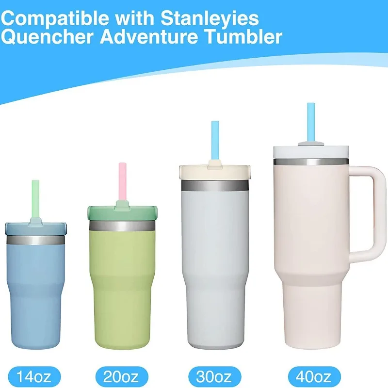 6/2Pcs Silicone Straw Suitable for Stanley Travel Insulated Cup Replacement Straw Recycling Use with Cleaning Brush Straw Set