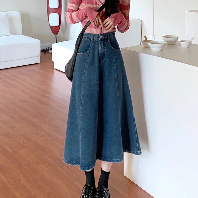 

2024 High Waist Thin Design Sense Splicing Denim Skirt Children's Clothing