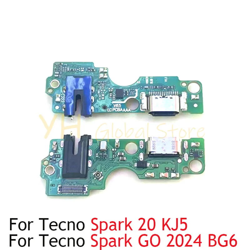 

10PCS For Tenco Spark 20 KJ5 / Go 2024 BG6 USB Charging Dock Connector Port Board Flex Cable Repair Parts