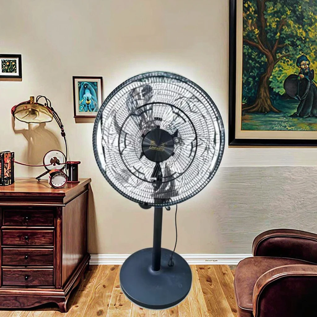 مروحة كهربائية صناعية مع مروحة أرضية عالية الطاقة، مروحة كهربائية منزلية كتم الصوت