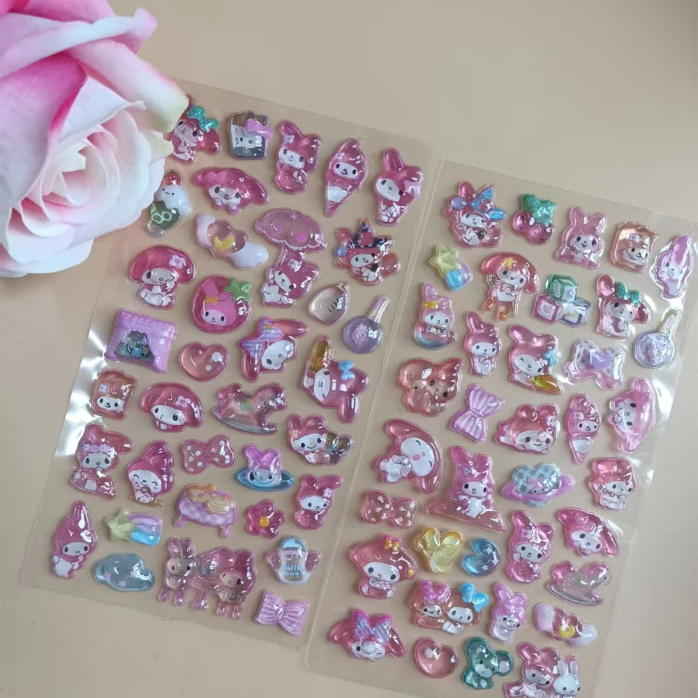 

4Pcs Sanrio Kuromi Hellokitty Hangyodon Cinnamoroll transparent Jelly Sticker Crystal Decorative Stickers Phone Casesdiy Toys