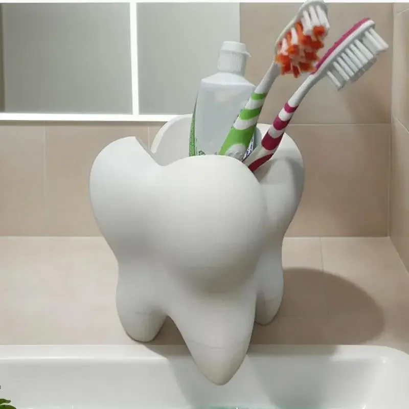 Cute Tooth Shaped Succulent Planter Toothbrush Stand Container Stationery Desk Organizer for Home School Workplace