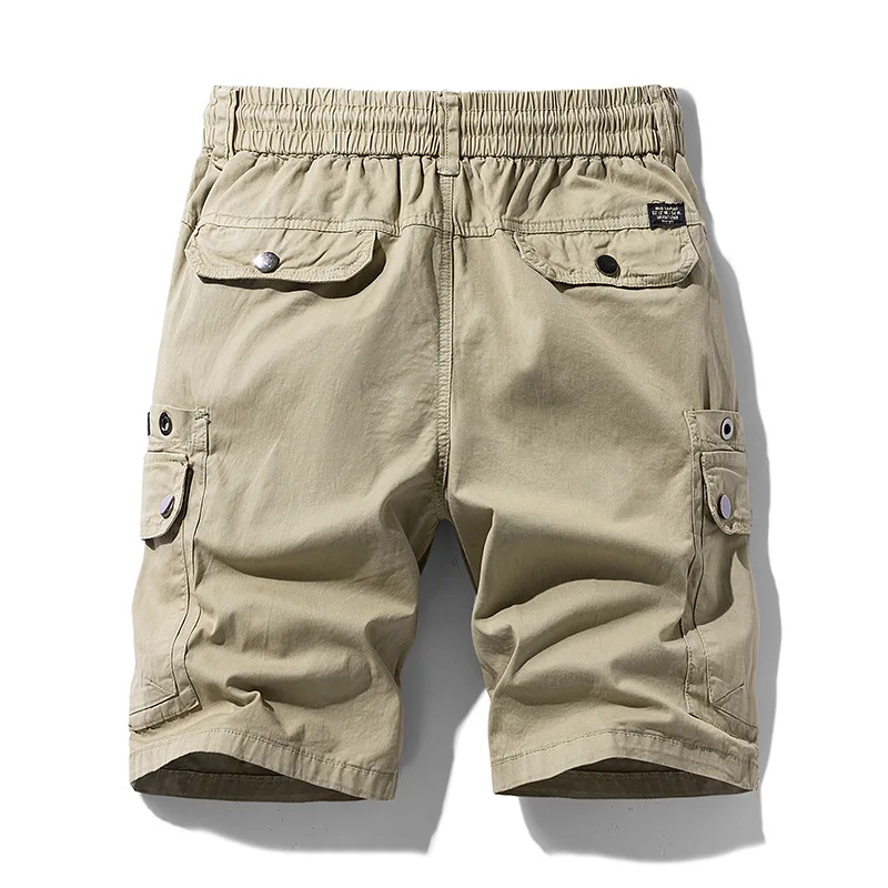 

New Summer Men Cotton Casual Cargo Shorts Jogger Loose Elastic Waist Tooling Shorts Pants Quality Male Knee Length Shorts Pants