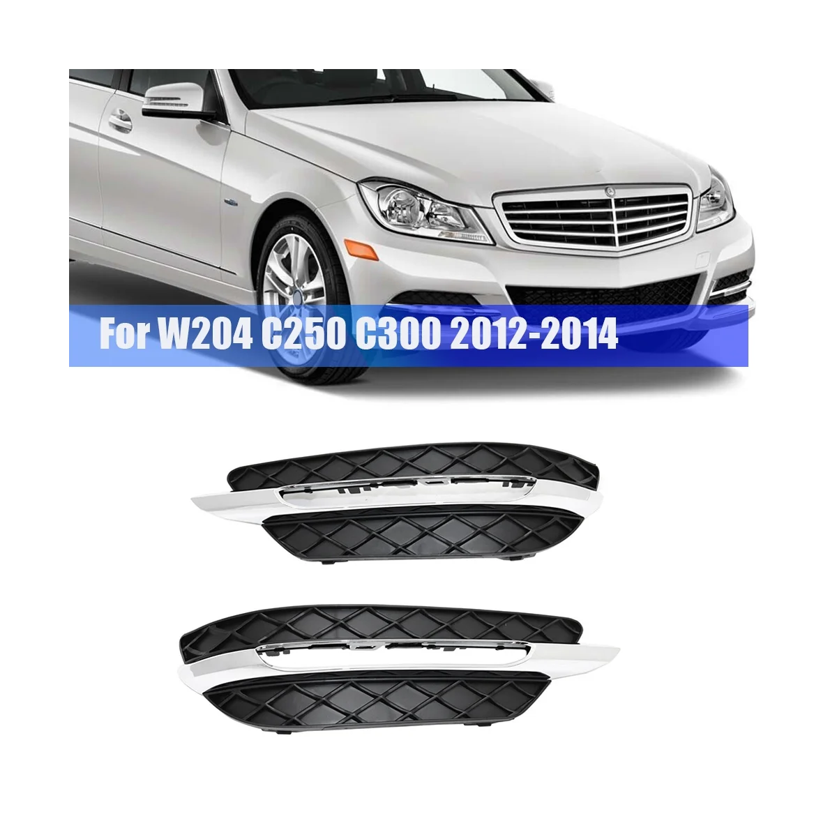 Right Daytime Running Light Cover DRL Fog Light Cover Trim for 2012-2014 Mercedes-Benz C250 C300 C350 Luxury