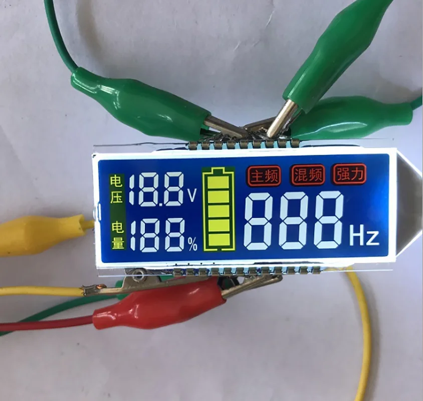 مصنع متخصص في تخصيص شاشة عرض LCD ذات درجة حرارة واسعة من النوع TN مكونة من 8 أرقام مكونة من 6 أرقام مع شاشة رمز مكسورة