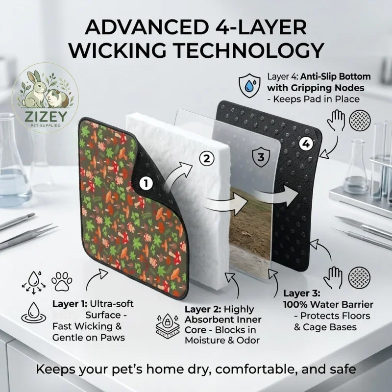 Forest Hamster Cage Mat Reusable Rabbit Pee Pad Washable Bunny Bedding Easy Clean Guinea Pig Liner Soft Cushion Small Animal view 4