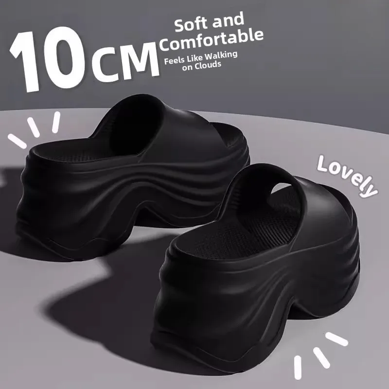 

Trendy Thick Bottom Slippers 10cm Heel Women's Summer Outdoor Wear New High Heel Anti-Slip Home Slippers EVA Material
