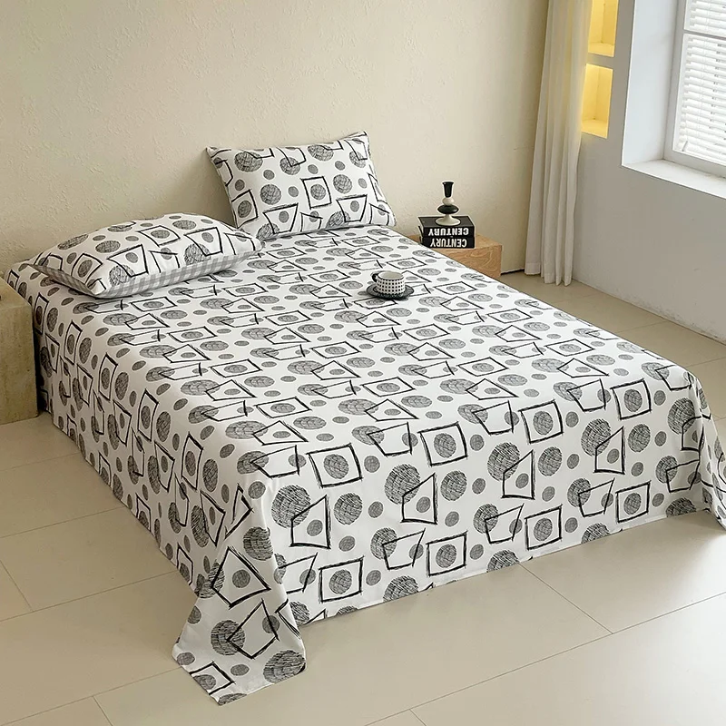 100%Cotton Flat Sheet Nordic Style Comfortable Flat Bed Sheet for Adults Single/Queen/King Size Pure Cotton Top Sheets for Beds