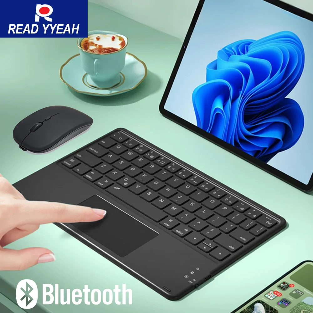 New Mini Touch Bluetooth Wireless Keyboard With Mouse For iPad A16 2025 For Android IOS Windows Samsung Xiaomi Tablet Phone PC
