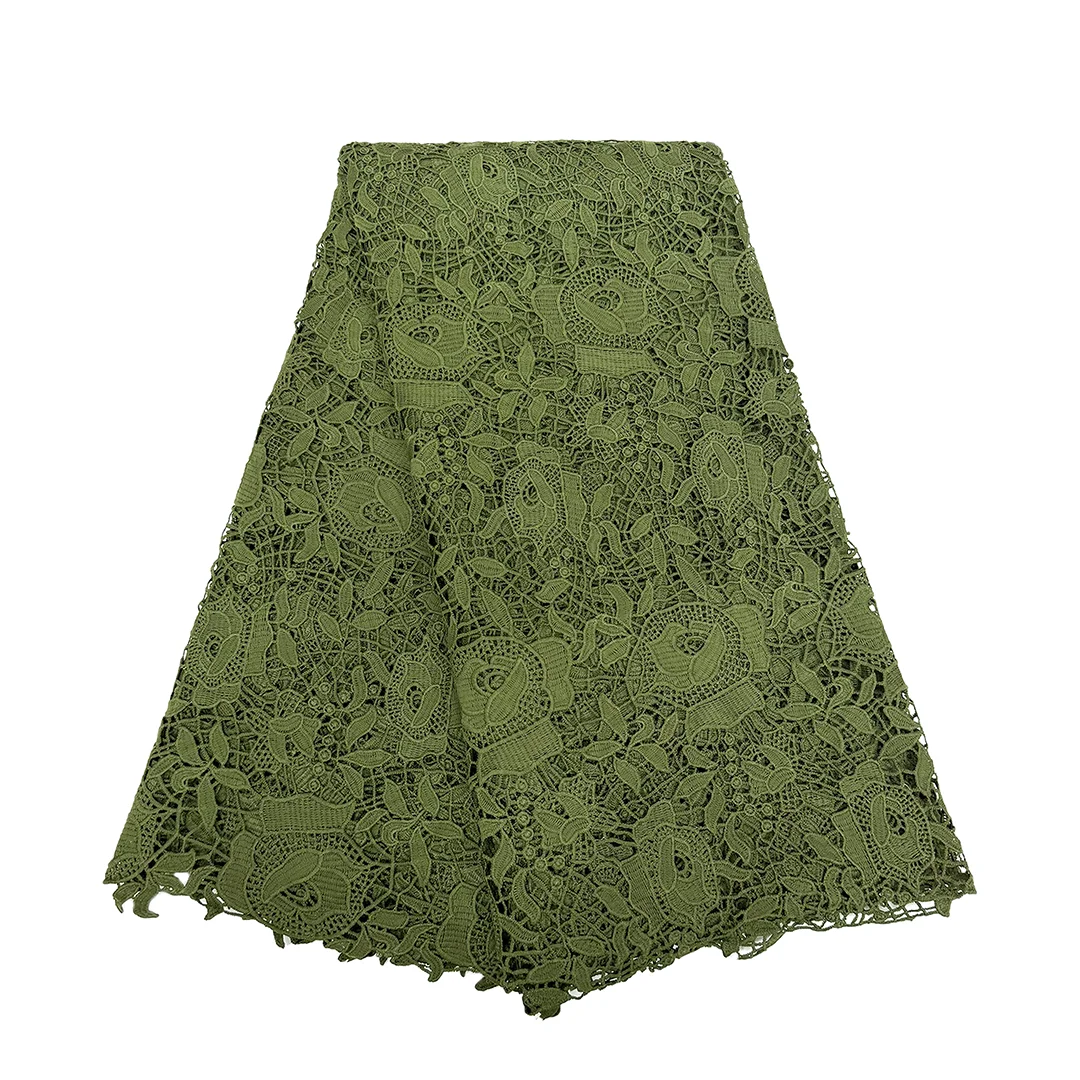 Beauty Tissue Cord Lace Fabric Nigerian African Hot Sale Wedding Party Dress Guipure Cord Water Souble Lace Fabric For Women