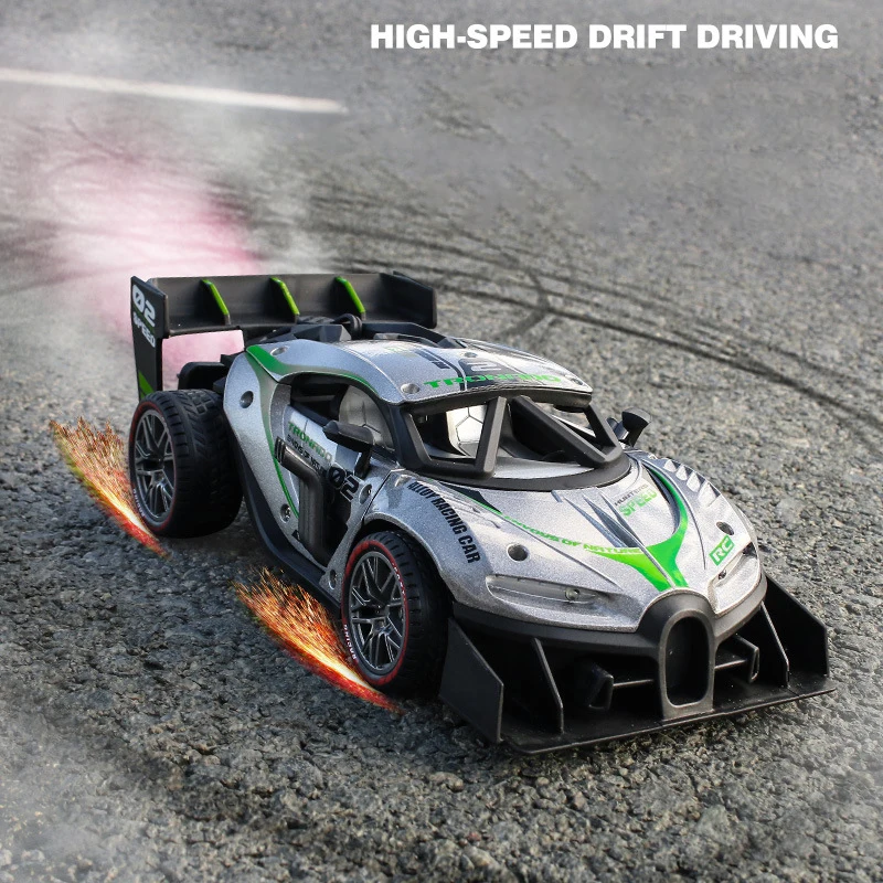 1:18 RC Auto Speelgoed Drift Legering Model Hoge Snelheid Racing Led 2.4G Afstandsbediening Elektrische Spray Speelgoed Voor Kinderen Kids jongens Geschenken F0