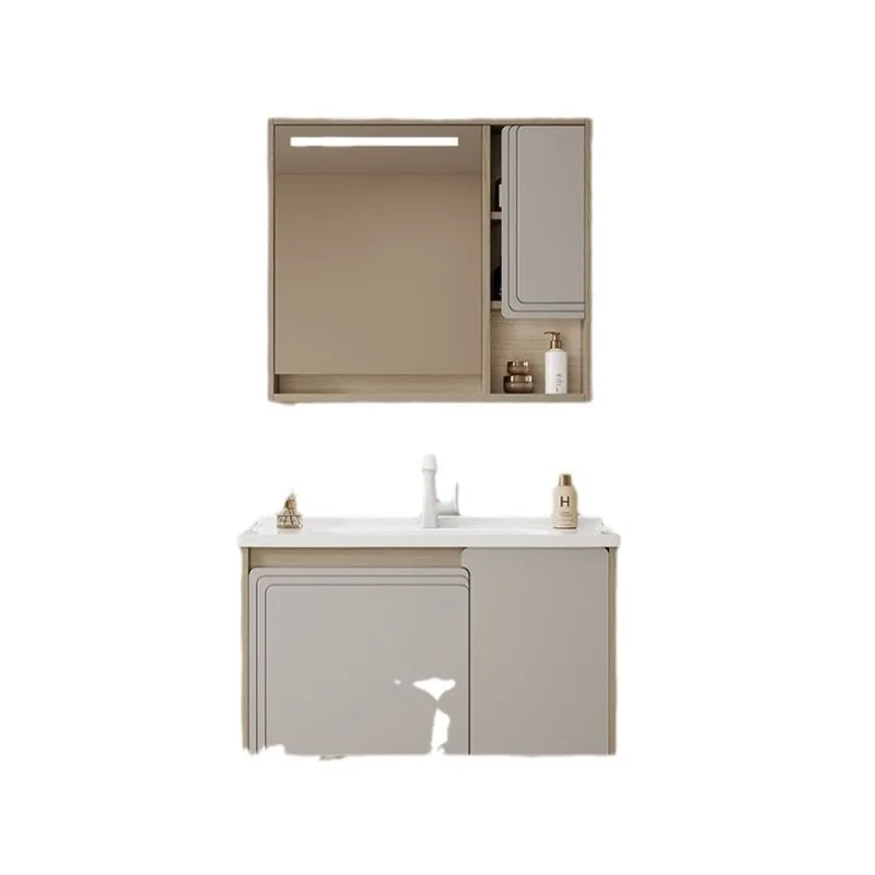 

Solid wood paint bathroom cabinet combination bathroom simple