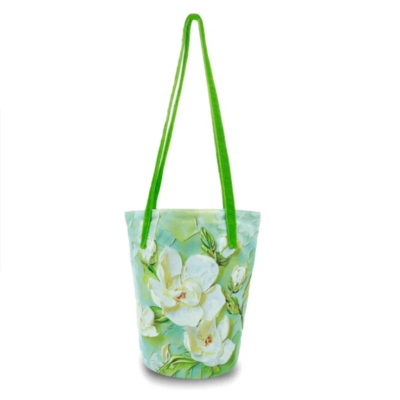 Bolsa de Ombro Grande Capacidade, Caixa de Presente, Pintura a Óleo, Fresca, Flores Multi Estilo, Pequena