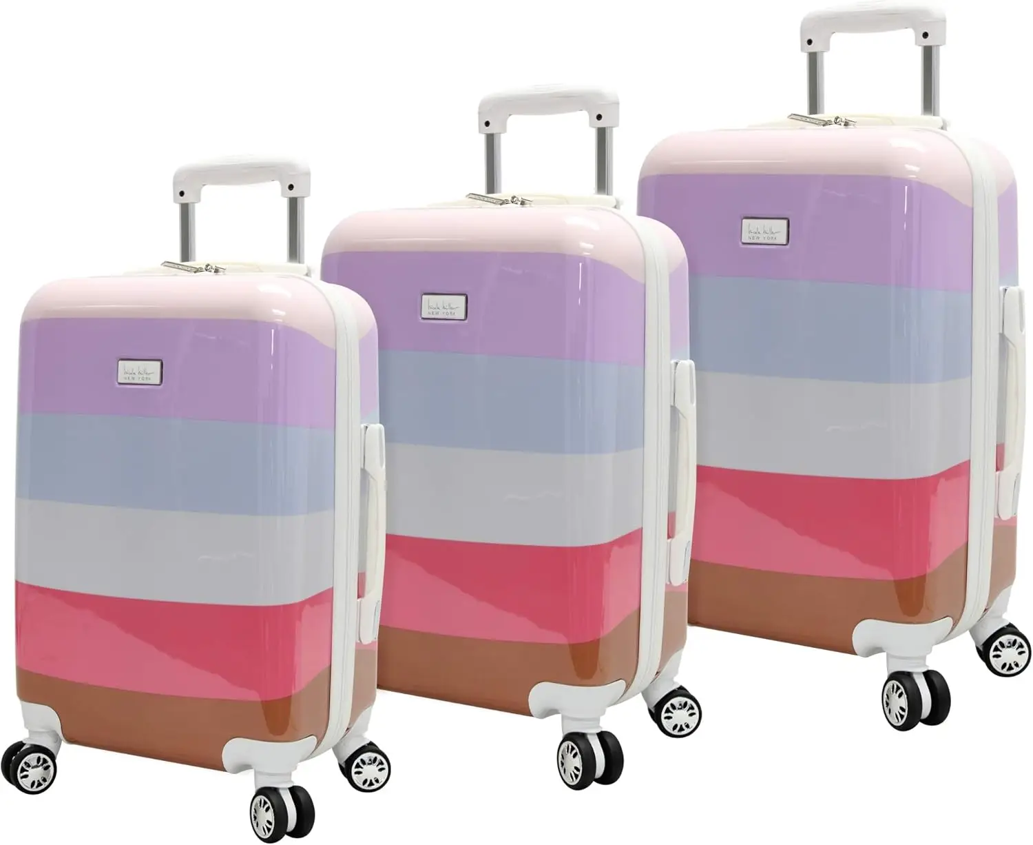 

NICOLE MILLER Luggage Rainbow Collection - 3 Piece Hardside Lightweight Spinner Suitcase Set - Travel Set includes 20-Inch