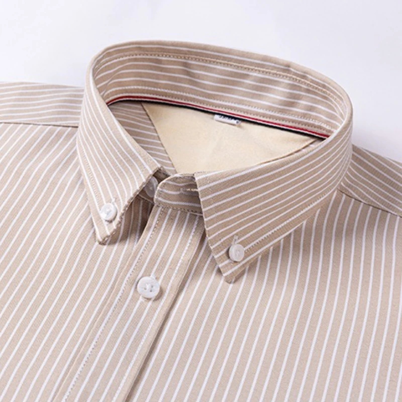 100% Cotton Solid Color Classic Striped Shirt Men Long Sleeve Shirt Casual Business Formal Easy-care Long Sleeve Shirt for Men