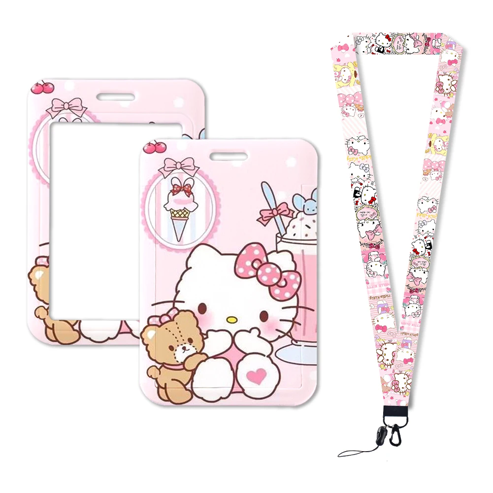 Simpatica carta di plastica Sanrio Hello Kitty Porta bus Portachiavi Carta da lavoro Accesso bus Porta carte per studenti Portachiavi in PVC in vendita