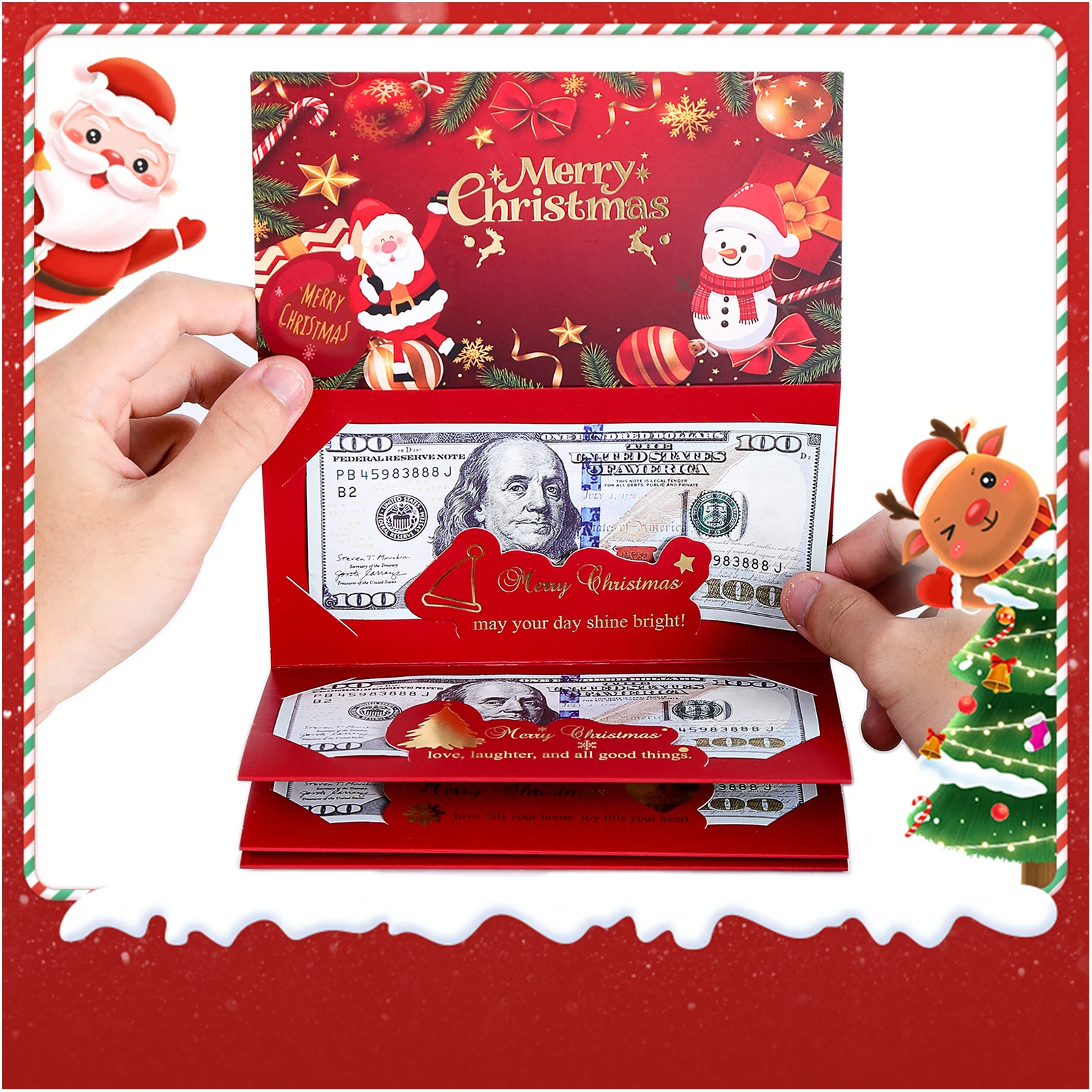 

Christmas Cash Gift Envelopes W/ 6 Slots Creative Cash Surprise Envelope Surprise Xmas Gift Card Holder for Cash Checks