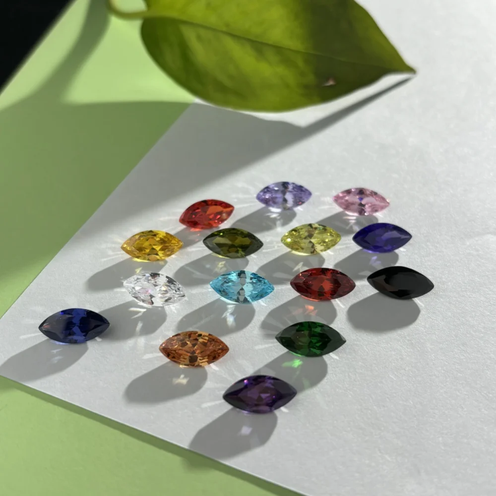 1.5x3~10x20mm AAAAA Marquise Shape Golden Yellow, Voilet, Olive, Purple, Black, Pink Cubic Zirconia Stone Loose cz kamienie szlachetne