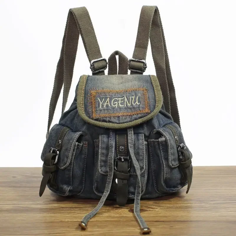 New Female Harajuku Casual School Bag Vintage Denim Backpack Women Retro Letter Embroidery Backpacks Y2k Aesthetic