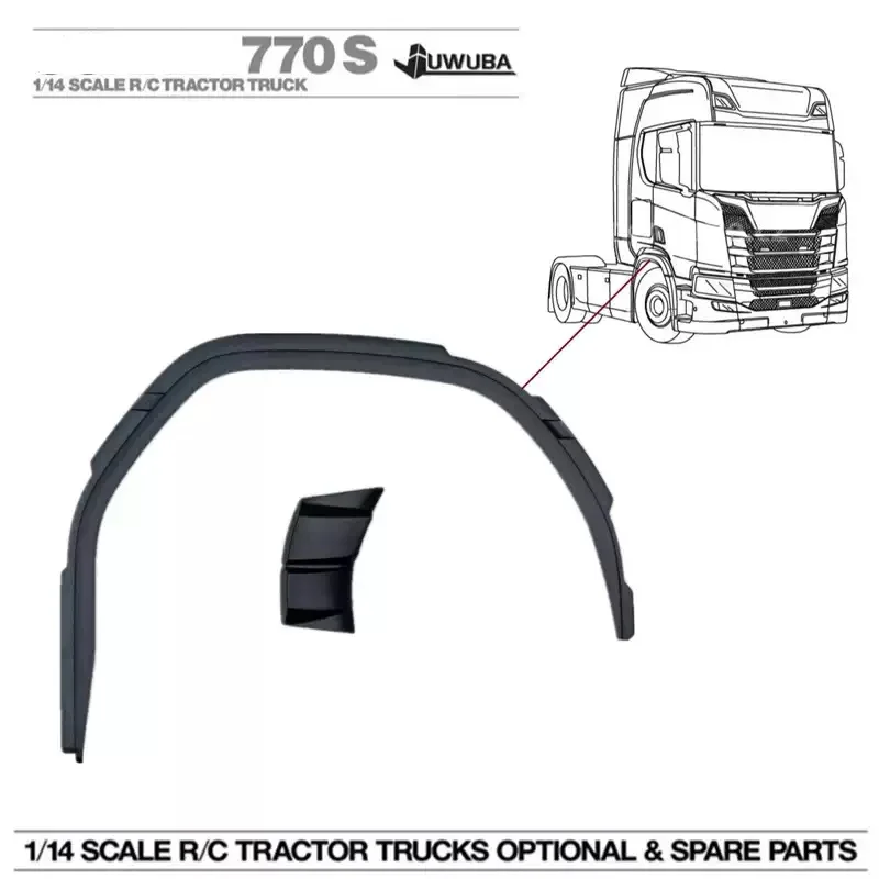 770S لعبة تعمل بالتحكم عن بُعد شاحنة 1/14 عجلة الحاجب تعديل الملحقات CBB-H30 ل Tamiya 1/14 Rc 770S شاحنة جرار قلابة أجزاء الملحقات