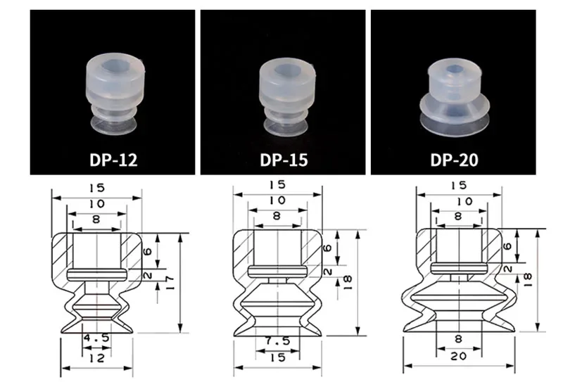 10PCS Pneumatische Saugnapf Großen Kopf 8mm Montage Loch Sucker Silikon Düse Doppel Schichten Spritzguss Automatisierung greifer – Detail 11