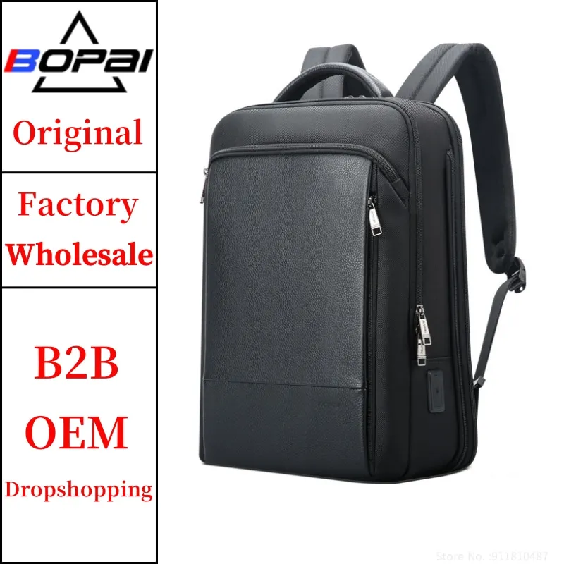 BOPAI Wholesale Large Expandable Computer Office Men Anti Theft Multifunction 15.6 Inch Laptop Travel Business Usb Charging Back