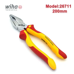 WIHA Insulated Combination Pliers 1000V VDE Professional Electric with DynamicJoint and OptiGrip 26711