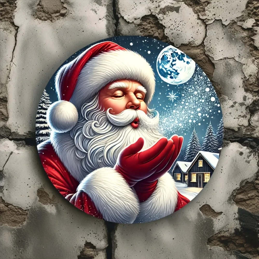 

Room Decor 1pc, Rustic Iron Santa Claus Festive 3D Christmas Wall Art, Snowflakes & Moon Design, Farmhouse Holiday Home Decor,