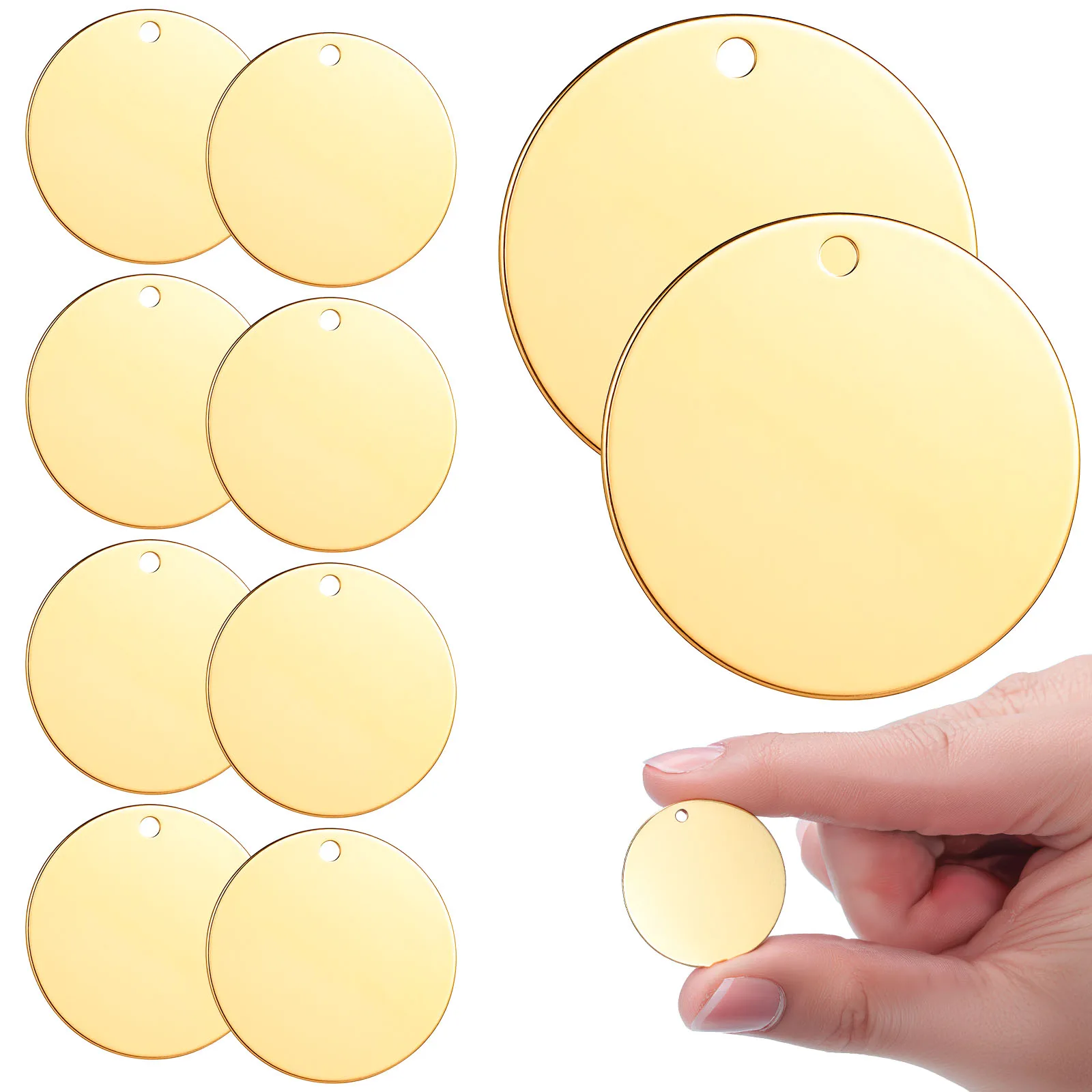 

10 pcs Stainless Steel Round Tag Blanks Flat Metal Discs For Engraving Diy Pendant Bracelet Keychain Crafts Jewelry Making