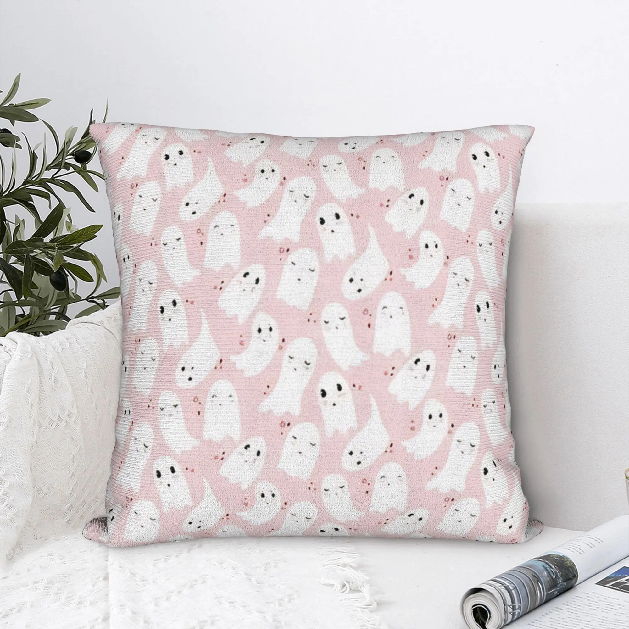 Cute ghost Floating Halloween  Square Pillow Case Polyester Cushions for Sofa Customized Cushion Covers