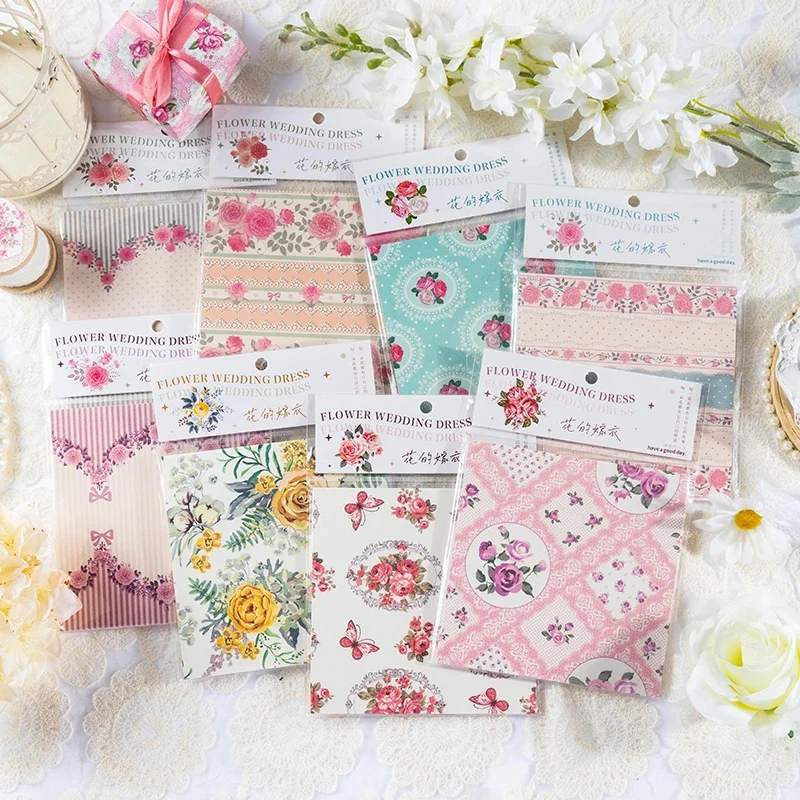 30Pcs Materials Paper Flowers Lace Background Pattern Artistic Background Writing Notebooks Packaging Decorative 150*200MM