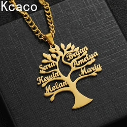 Collar personalizado de árbol de la vida para hombres y mujeres, colgante de acero inoxidable con nombres de Family1-6, cadena de 3mm, regalo de joyería para padres y amigos