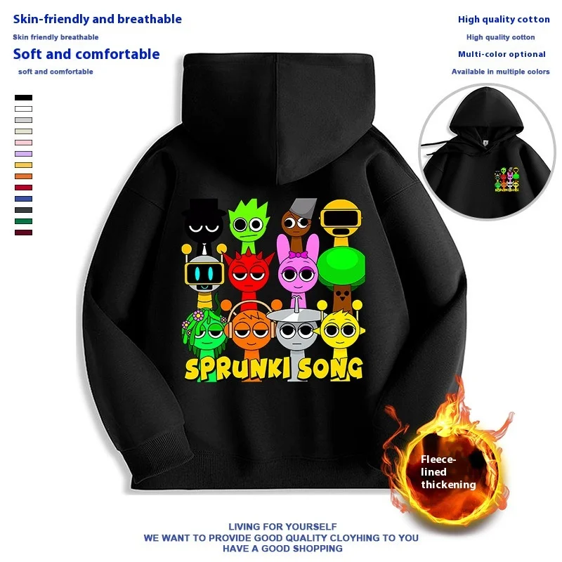 2024 Sprunki Hoodie incredibox Wenda Pinki Sweatshirt Funny Cartoon Game Figure Graphic Raddy plush Clothes Costume For Kids