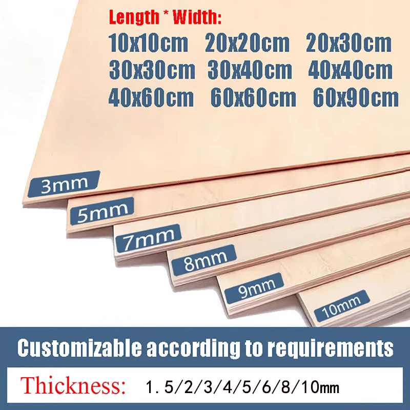 1~20pcs Solid Wood Board 10-45cm Long 10-60cm Wide 1.5/2/3/4/5/6/8/10mm Thick For Craft DIY Project Wood DIY Craft Accessories