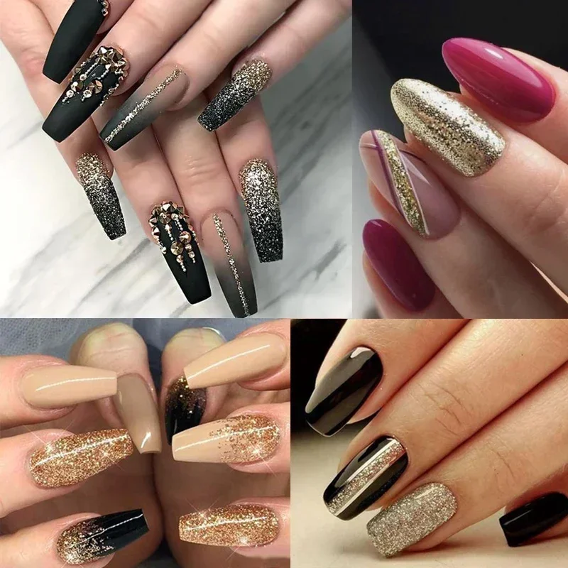 4 pçs/set café marrom brilhante arte do prego glitter pó fino finamente cromo pigmento manicure acessórios outono inverno decoração do prego