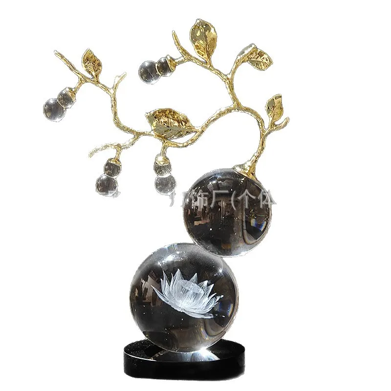 HYS new lucky crystal gourd ornament light luxury high-end living room wine cabinet office decoration moving house gift