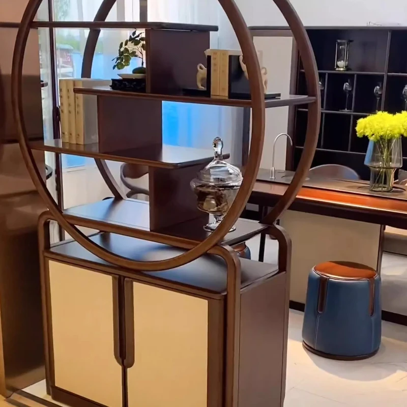 

New Chinese ebonybogu frame foyer partition porch cabinet solid wood Duobao Pavilion storage integrated displaycabinet furniture