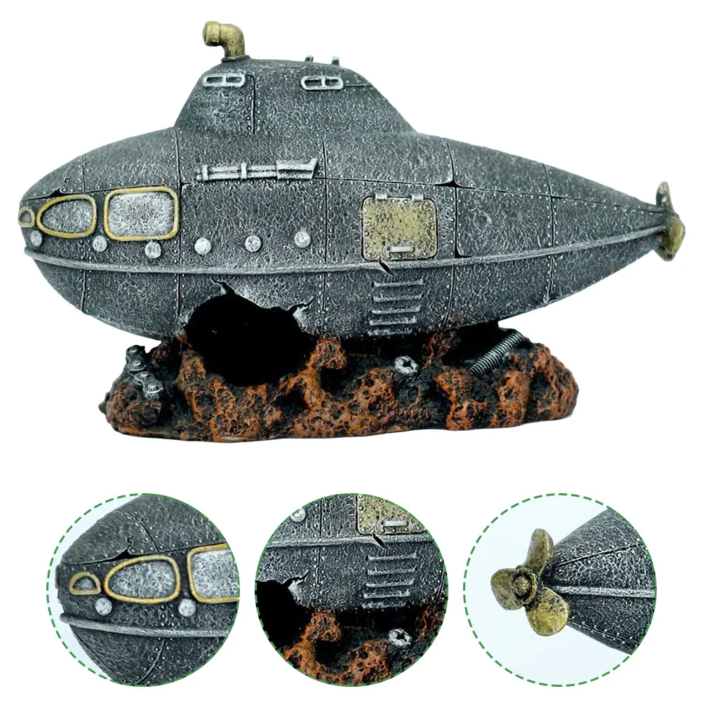 

Simulation Submarine Aquarium Ornament Delicate Resin Decorative Decor Fish Tank Accessory Natural Hideout Aquarium Decor