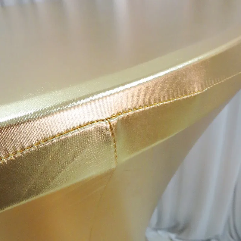 1PC Metallic Gold Silver Spandex Table Cloth Cover Elastic Stretch Cocktail Tablecloth For Hotel Party Wedding Decoration